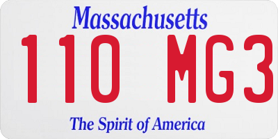 MA license plate 110MG3