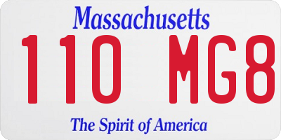 MA license plate 110MG8