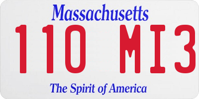 MA license plate 110MI3