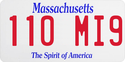 MA license plate 110MI9