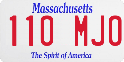 MA license plate 110MJ0