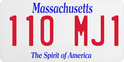 MA license plate 110MJ1