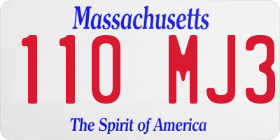 MA license plate 110MJ3