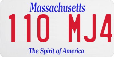 MA license plate 110MJ4