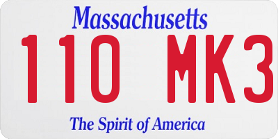 MA license plate 110MK3