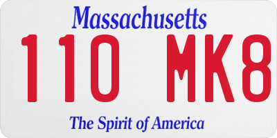 MA license plate 110MK8