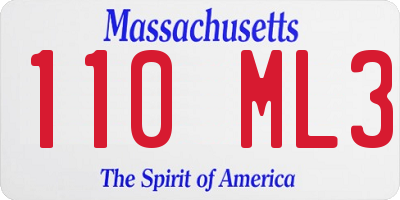 MA license plate 110ML3