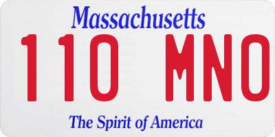 MA license plate 110MN0