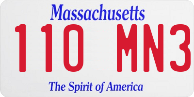 MA license plate 110MN3
