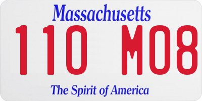 MA license plate 110MO8