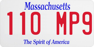 MA license plate 110MP9