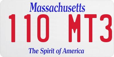MA license plate 110MT3