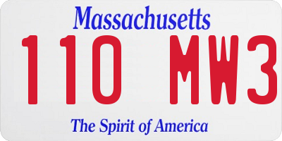 MA license plate 110MW3