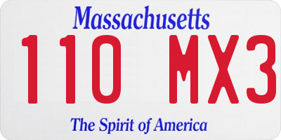 MA license plate 110MX3