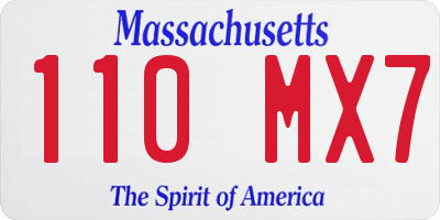 MA license plate 110MX7