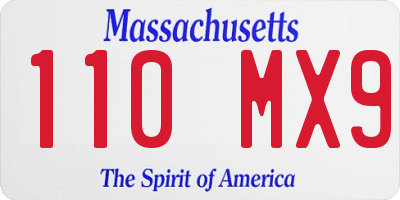 MA license plate 110MX9