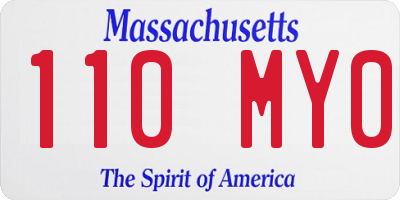 MA license plate 110MY0