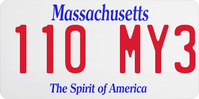 MA license plate 110MY3
