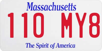 MA license plate 110MY8
