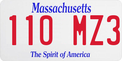 MA license plate 110MZ3
