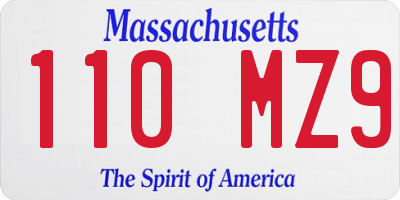 MA license plate 110MZ9