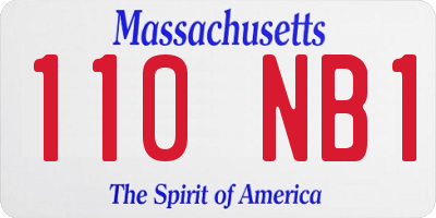 MA license plate 110NB1