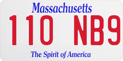 MA license plate 110NB9
