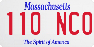 MA license plate 110NC0
