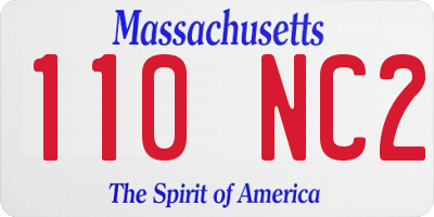 MA license plate 110NC2