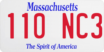 MA license plate 110NC3