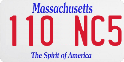 MA license plate 110NC5