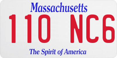 MA license plate 110NC6