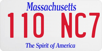 MA license plate 110NC7
