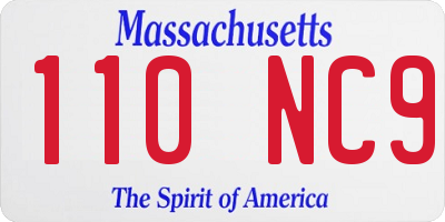 MA license plate 110NC9