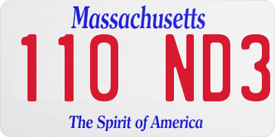 MA license plate 110ND3