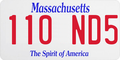 MA license plate 110ND5