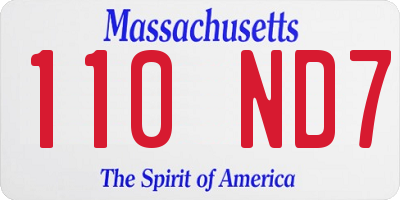 MA license plate 110ND7