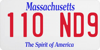 MA license plate 110ND9