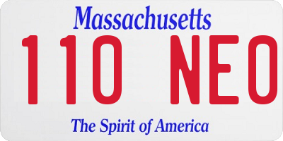 MA license plate 110NE0