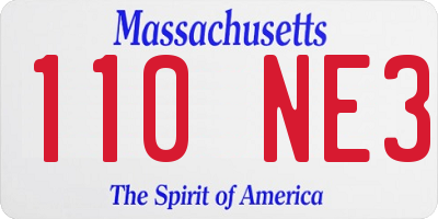 MA license plate 110NE3
