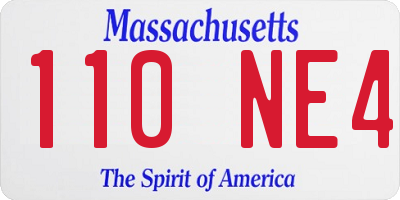 MA license plate 110NE4