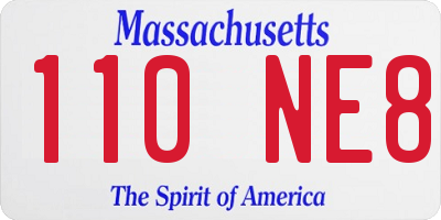 MA license plate 110NE8