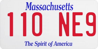 MA license plate 110NE9