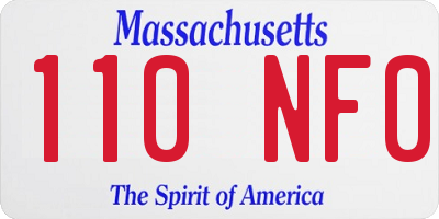 MA license plate 110NF0