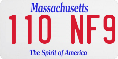 MA license plate 110NF9