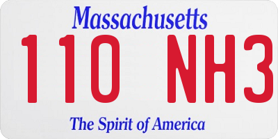 MA license plate 110NH3