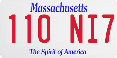 MA license plate 110NI7