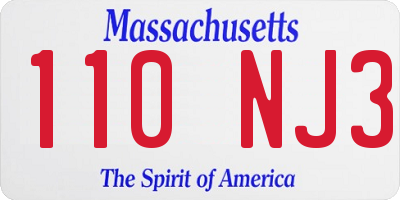 MA license plate 110NJ3