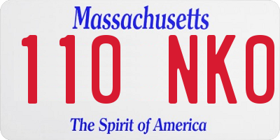 MA license plate 110NK0