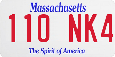 MA license plate 110NK4